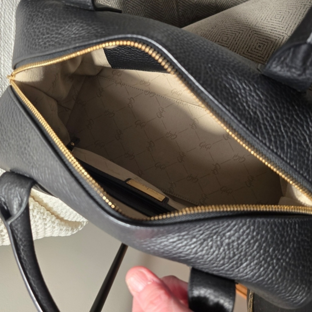 GiGi New York Black Pebbled Leather Dome Satchel - Picture 2 of 7